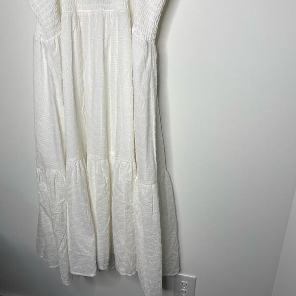 Eloquii NWT White Smocked Bodice Ruffle Midi Dress 26/28 - Picture 7 of 8